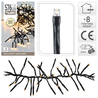 LED Büschellichterkette 576 Warmweiße LEDs 8 Funktionen Innen Und Außen 2 LED Büschellichterkette 576 Warmweiße LEDs 8 Funktionen Innen Und Außen – Bild 2