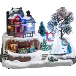 Konstsmide LED Szenerie Bahnhof Mit Kristallweihnachtsbaum 9 Lichter Bunt