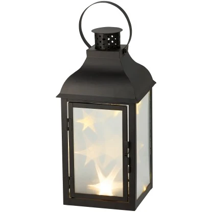 Metall-Laterne Mit LED-Kette Holographie Warmweiß 1 Metall-Laterne Mit LED-Kette Holographie Warmweiß