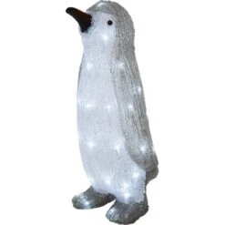 LED-Pinguin 40 Cm Grau-Weiß
