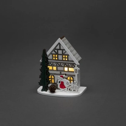 Konstsmide LED Holzsilhouette Haus Weiß 1 Warm-Weiße Diode 2 Konstsmide LED Holzsilhouette Haus Weiß 1 Warm-Weiße Diode – Bild 2