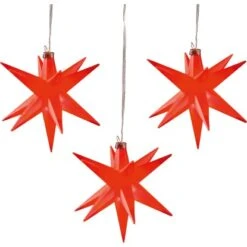 HGD LED-Sternenhänger Mit 3 Sterne Ø Je 12 Cm Rot Für Außen