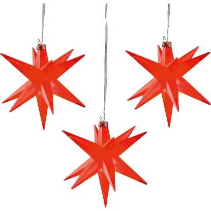 HGD LED-Sternenhänger Mit 3 Sterne Ø Je 12 Cm Rot Für Außen 1 HGD LED-Sternenhänger Mit 3 Sterne Ø Je 12 Cm Rot Für Außen