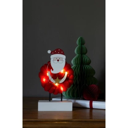Konstsmide LED Holzsilhouette Santa Mit Baumwolle 6 Dioden Warmweiß 2 Konstsmide LED Holzsilhouette Santa Mit Baumwolle 6 Dioden Warmweiß – Bild 2