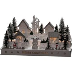 Konstsmide LED Holzsilhouette Dorf 12 Dioden Warmweiß