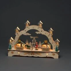 Konstsmide Verkäufe 9 Konstsmide LED-Holzsilhouette 2 Häuser Und Junge