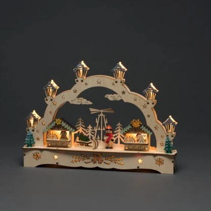 Konstsmide LED-Holzsilhouette 2 Häuser Und Junge 1 Konstsmide LED-Holzsilhouette 2 Häuser Und Junge