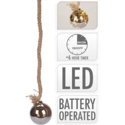 Weihnachtskugel An Seil 100 Cm Mit 24 Warmweißen LED