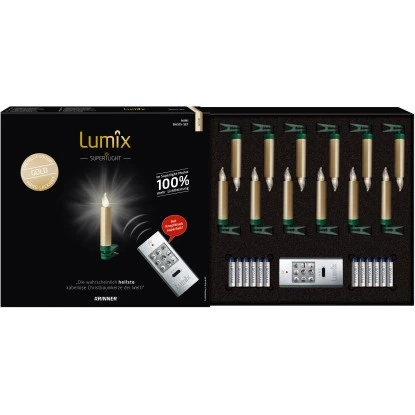 Lumix LED Mini Christbaumkerzen Superlight Gold 12er Basis-Set Innen Und Außen 3 Lumix LED Mini Christbaumkerzen Superlight Gold 12er Basis-Set Innen Und Außen – Bild 3